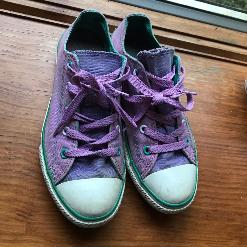 One of a kind purple and teal Converse sneakers - Picture 4 of 7